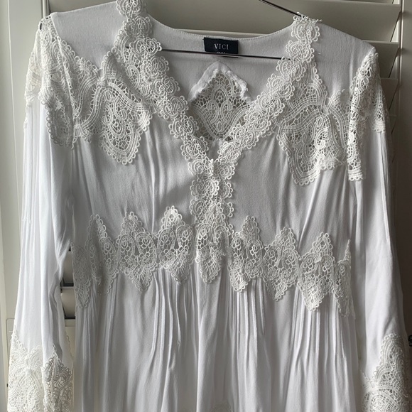 Vici Collection Ethereal Lace Bell Sleeve Tunic - Picture 2 of 5